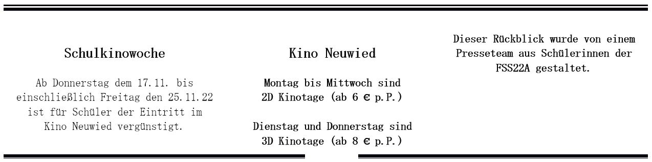 Kinobesuch Unterschrift